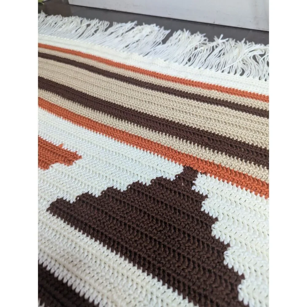 Vintage Navajo Inspired Modern Southwest Throw Blanket Handmade Earth Tones Boho